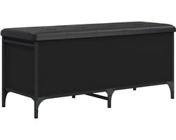 Opbergbank Hout Zwart 102cm - Bank met Opbergruimte voor Hal of Gang