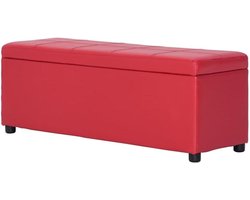 Opbergbank Kunstleer - Halbankje Zitbank - Spullen Opbergen - Zacht Gevoerde Bekleding - 116 cm - Rood