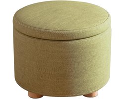 Opbergbank Leer - Poef met opbergruimte - Schoenen wisselen - Compact en elegant - 31x26 cm - Groen