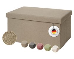 Opbergbank met kist - Zitkist poef - Speelgoed opbergen - Extra binnenbox - 76x38cm - Taupe