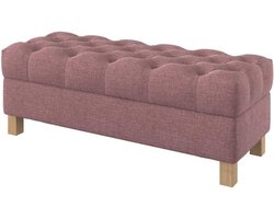 Opbergbank met knopen - Ottomaanse kruk - Extra zitruimte - Vlekbestendige stof - 120 cm breed - Roze