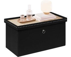 Opbergbank met Zitfunctie – Rechthoekige Opbergdoos voor Woonkamer, Hal of Slaapkamer, Zwart, 80 x 40 x 40 cm