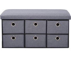 Opbergbank met zitkussen grijs polyester
