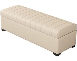 Opbergbank met Zitplaats - Poef Bank Voetenbank - Ruimte Organiseren - Waterdicht Nappa Leer - 70x40x40cm - Wit