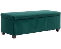 Opbergbank met Zitzak en Deksel - Comfortabele Storage Poef voor Woonkamer, Slaapkamer en Entree - Groen 112 x 42 x 40 cm