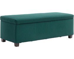 Opbergbank met Zitzak en Deksel - Comfortabele Storage Poef voor Woonkamer, Slaapkamer en Entree - Groen 112 x 42 x 40 cm