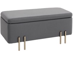 Opbergbank – Opbergbank – Bankje – Opbergkist – Hocker – Donkergrijs – 70 Liter Opbergruimte – Stevig Rubberhout Metalen Pooten