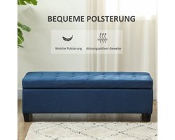 Opbergbank – Opbergbank – Zitbank – Halbank – Ottoman – Blauw – Button Tufting Design – Ruime Opbergruimte 125 cm