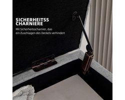 Opbergbank – Opbergbank – Zitbank – Opbergkist – Bank Met Opbergruimte – Linnen-Look Bekleding – Max. Draagvermogen 220 kg – Grijs – 110x39x45 cm – Rubberhouten Pootjes