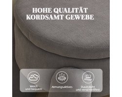 Opbergbank – Opbergbox – Zitbank – Halbank – Opbergkist – Grijze Chenille Stoffering – Stevig Houten Frame