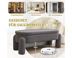 Opbergbank – Opbergbox – Zitbank – Halbank – Opbergkist – Grijze Chenille Stoffering – Stevig Houten Frame