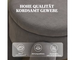 Opbergbank – Opbergbox – Zitbank – Halbank – Opbergkist – Grijze Chenille Stoffering – Stevig Houten Frame