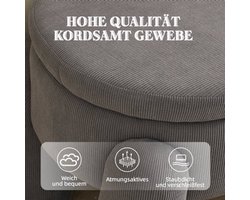 Opbergbank – Opbergbox – Zitbank – Halbank – Opbergkist – Grijze Chenille Stoffering – Stevig Houten Frame