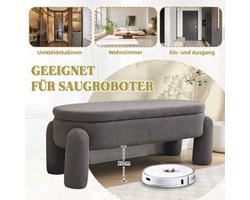 Opbergbank – Opbergbox – Zitbank – Halbank – Opbergkist – Grijze Chenille Stoffering – Stevig Houten Frame