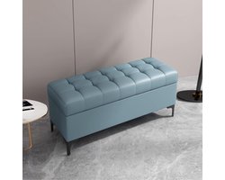 Opbergbank - Ottomaanse bank - Entree organiseren - Stijlvol design - 48 x 16 x 12 cm - Blauw