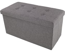 Opbergbank Ottoman - Voetenbank Kist - Extra Zitplaats - Opvouwbaar Ontwerp - 76 cm Breed - Donkergrijs