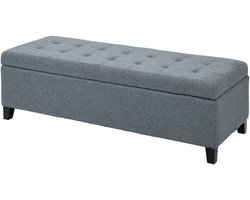 Opbergbank-poef-halbank-met knoopdetails-125-1 cm x 48-9 cm x 41-3 cm-grijs