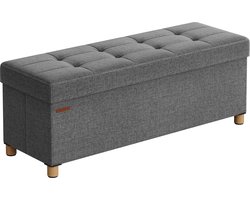 Opbergbank - Poef - Opvouwbare stoel - Imitatielinnen - Schuim - MDF - 38cm x 110cm x 40cm - 10kg - 300kg capaciteit