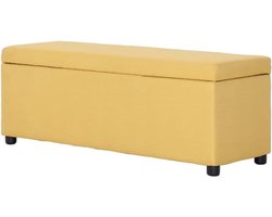 Opbergbank Polyester - Halbankje Zitbank - Woonkamer Hal Lounge - Zacht Comfortabel Materiaal - 116x38x43 cm - Geel