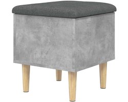 Opbergbank - Schoenenbank Halbank - Spullen Opbergen - Met Gekussend Zitting - 42x42x46 cm - Hout Beton Grijs