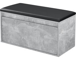 Opbergbank schoenenkast met lade 80x39x45 cm beton zwart
