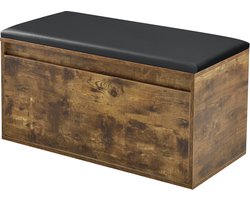 Opbergbank schoenenkast met lade 80x39x45 cm eiken zwart