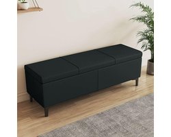 Opbergbank synthetisch leer - Opbergkist bank - Slaapkamer opruimen - Gestoffeerd met tuftend - 60 cm - Zwart