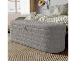 Opbergbank Teddy Fleece - Poef met Opbergruimte - Woonkamer Organiseren - Volledig Gemonteerd - 120 x 40 x 40 cm