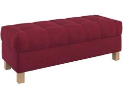 Opbergbank - Voetenbank Kist - Ruimte Besparen - Vlekbestendig Velvet - 120 cm Breed - Wijnrood