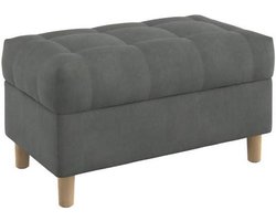 Opbergbank - Voetenbank kist - Woonkamer Decoratie - Vlekbestendig fluweel - 80 cm breed - Grijs