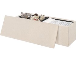Opbergbank - Voetenbank Kruk - Woonkamer Organisatie - Teddy Fleece Bekleding - 110 cm Lang - Beige