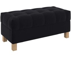 Opbergbank - Voetenbankje Kist - Woonkamer Organisatie - Knooptufting - 100 cm breed - Zwart