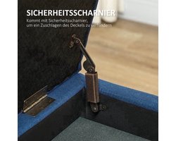 Opbergbank – Zitbank – Halbank – Opbergbank – Poef – Stofbekleding – Diepblauw – Ruime Opbergruimte – 125 cm Breed