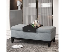 Opbergbank – Zitbank – Opbergbox – Poef – Halbank – Donkergrijs Polyester – 107x50x44 cm – Draagvermogen 120 kg