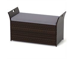 Opbergbank – Zitbank – Opbergkist – Halbank – Opbergbox – 260 Liter Ruimte – Handgeweven PE Rotan