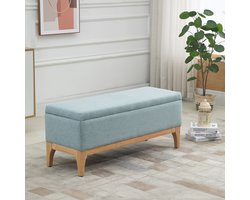 Opbergbank – Zitbank – Opbergkist – Halbank – Opbergbox – Scandinavisch Design – Ruime Opbergruimte 110x39x45 cm – Aqua Groen Stof