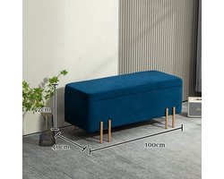 Opbergbank – Zitbank – Opbergkist – Opbergbox – Halbank – Stoffen Bekleding – Opbergruimte 100x40x42 cm – Rubberhout Frame – Metalen Poten