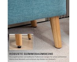 Opbergbank – Zitbank – Opbergkist – Poef – Bankje – Bekleed met Linnen Look – Afmetingen 110 x 39 x 45 cm – Rubberhout Frame – Blauw