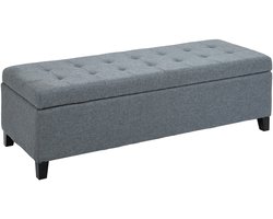 Opbergbank - Zonder Afmeting - Bedbank Met Opbergruimte En Deksel - Voor Woonkamer En Slaapkamer - Linnenlook Polyester - Grijs
