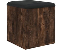 Opbergbankje 42x42x45 cm - Houten Halbank met Opbergruimte - Schoenenbank in Gerookt Eikenkleur