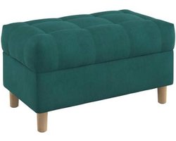 Opbergbankje Gestoffeerd - Voetenbankje Deken Kist - Zitruimte Creëren - Vlekbestendige Stof - 80 cm Breed - Blauw