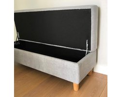 Opbergbankje met Knooptufting - Rechthoekig Zitbankje voor Slaapkamer of Hal - 80 cm Breed - Blauw Fluweel (Eenvoudig Schoon te Maken)