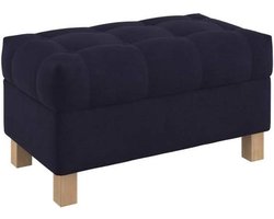 Opbergbankje - Voetenbankje Deken Kist - Woonkamer Organisatie - Strak Getuft Blad - 80 cm Breed - Donkerblauw