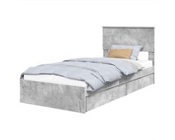 Opbergbed met hoofdeinde - Bedombouw lade - Slaapkamer organiseren - Modern design - 70 x 190 cm - Beton Grijs