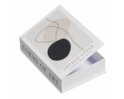 Opbergboek Decoratief – Boek Opbergdoos – 23x16x5 cm – Verborgen Opbergruimte – Papier – “Forms of Art” – Beige/Wit