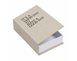 Opbergboek Good Day – Verborgen Opbergdoos – 30x21x5 cm – Decoratief Boek met Opbergruimte – Beige