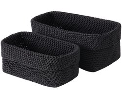 Opbergbox - 2 Stuks - Kastmand - Toiletpapiermand - Katoen - Multifunctionele Manden - Toiletpapier Mand - Voor Badkamer, Kinderkamer en Woonkamer - Zwart