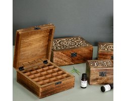 Opbergbox 25 vakken hout - Etherische olie - Sieradendoos - Organizer
