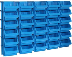Opbergbox 30 x Stapelbox Opslagbox Polypropyleen - Blauw