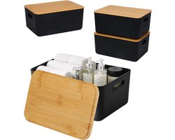 Opbergbox - 36x16x25 cm - zwart - naturel - 2 stuks